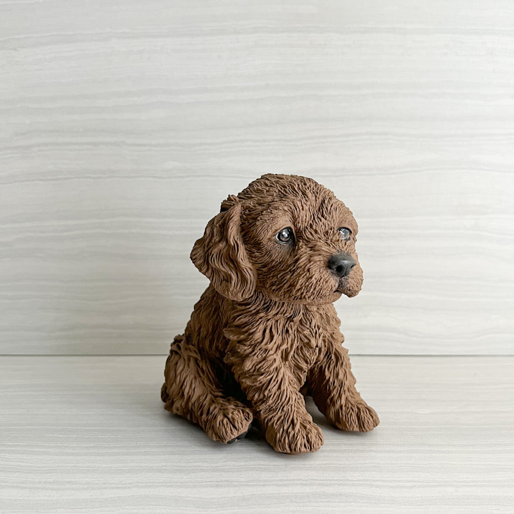 BROWN DOODLE/ LABRADOODLE   CONCRETE FIGURINE