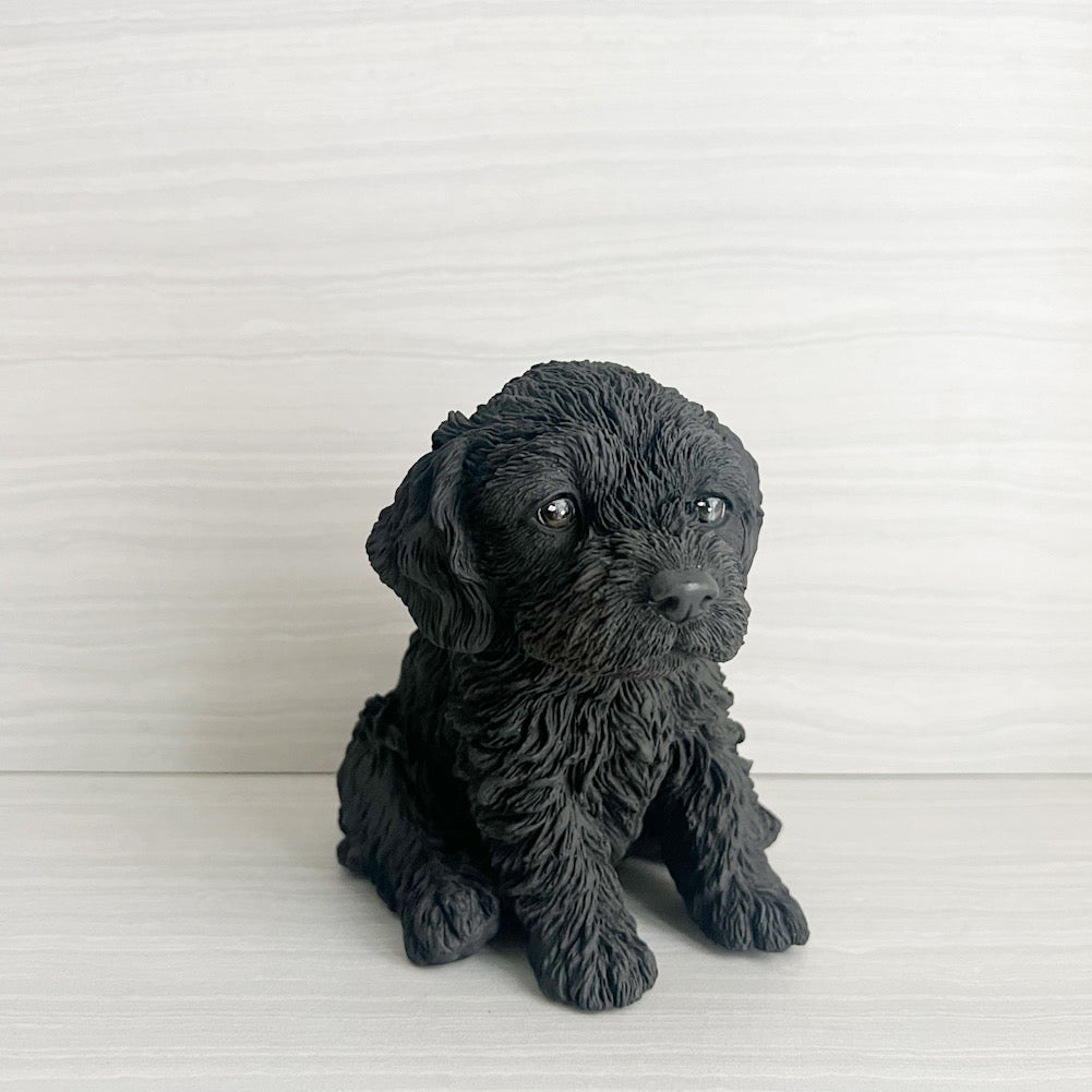 BLACK DOODLE/ LABRADOODLE   CONCRETE FIGURINE