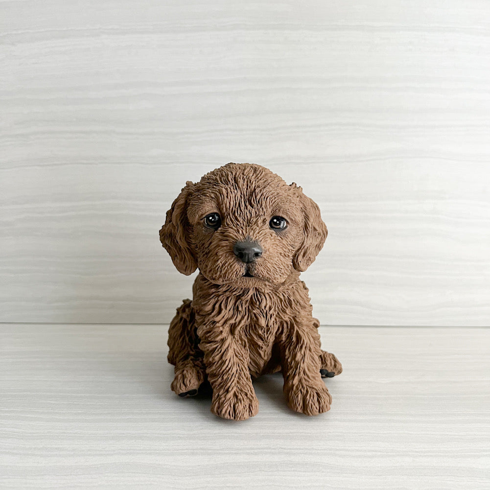 BROWN DOODLE/ LABRADOODLE   CONCRETE FIGURINE