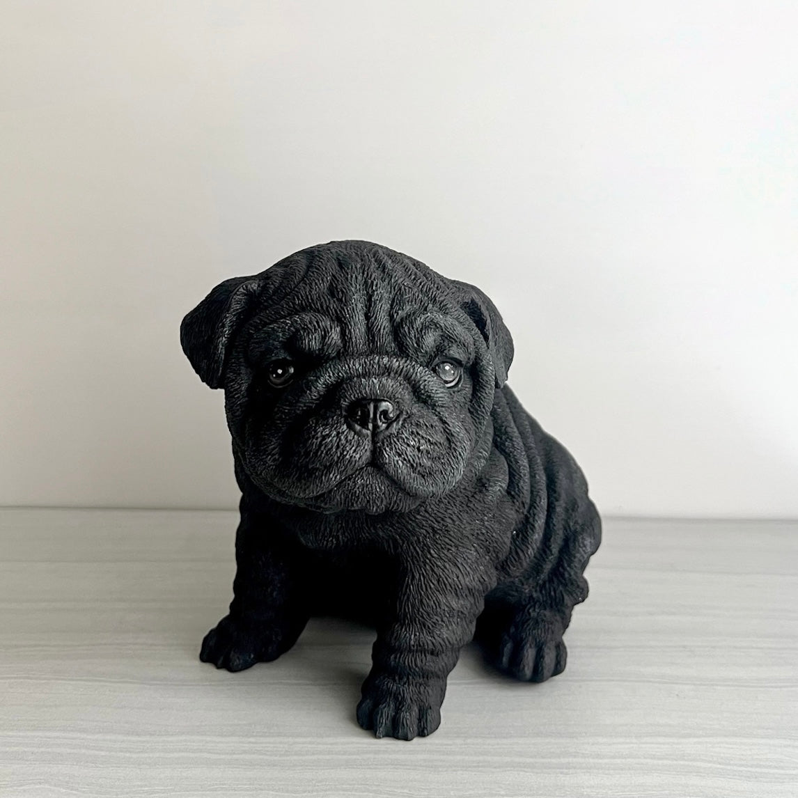 BLACK PUG CONCRETE FIGURINE