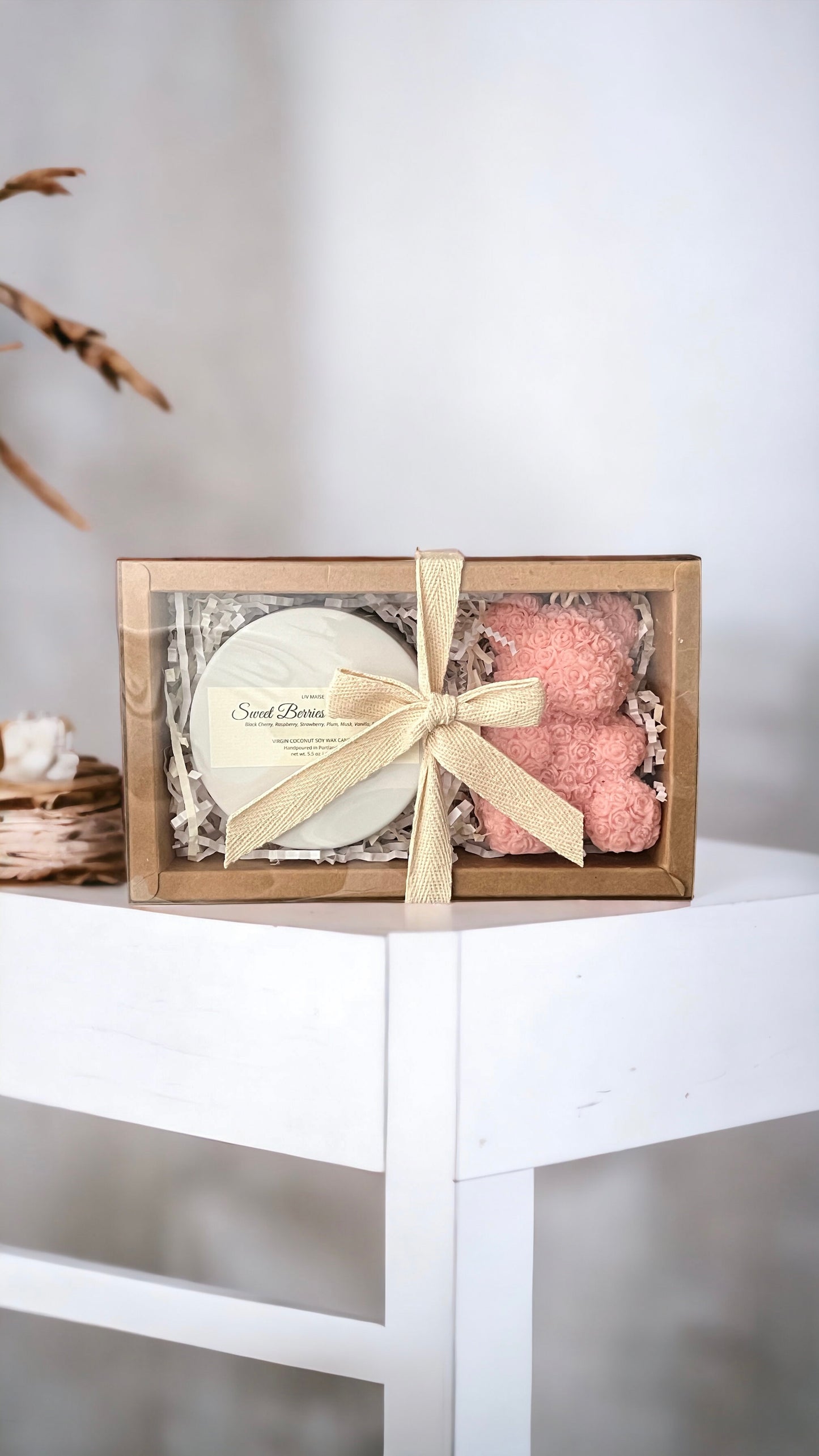 ROSE BEAR + LUXE TIN CANDLE : CANDLE GIFT SET
